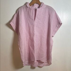 beachlunchlounge Pink and White Striped Shirt Size: XL